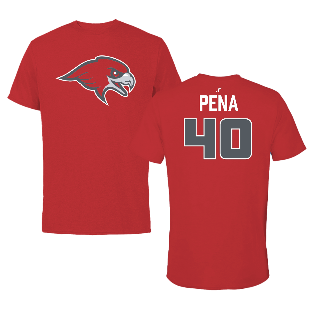 Montclair State University Football Red Tee - #40 Xavian Pena