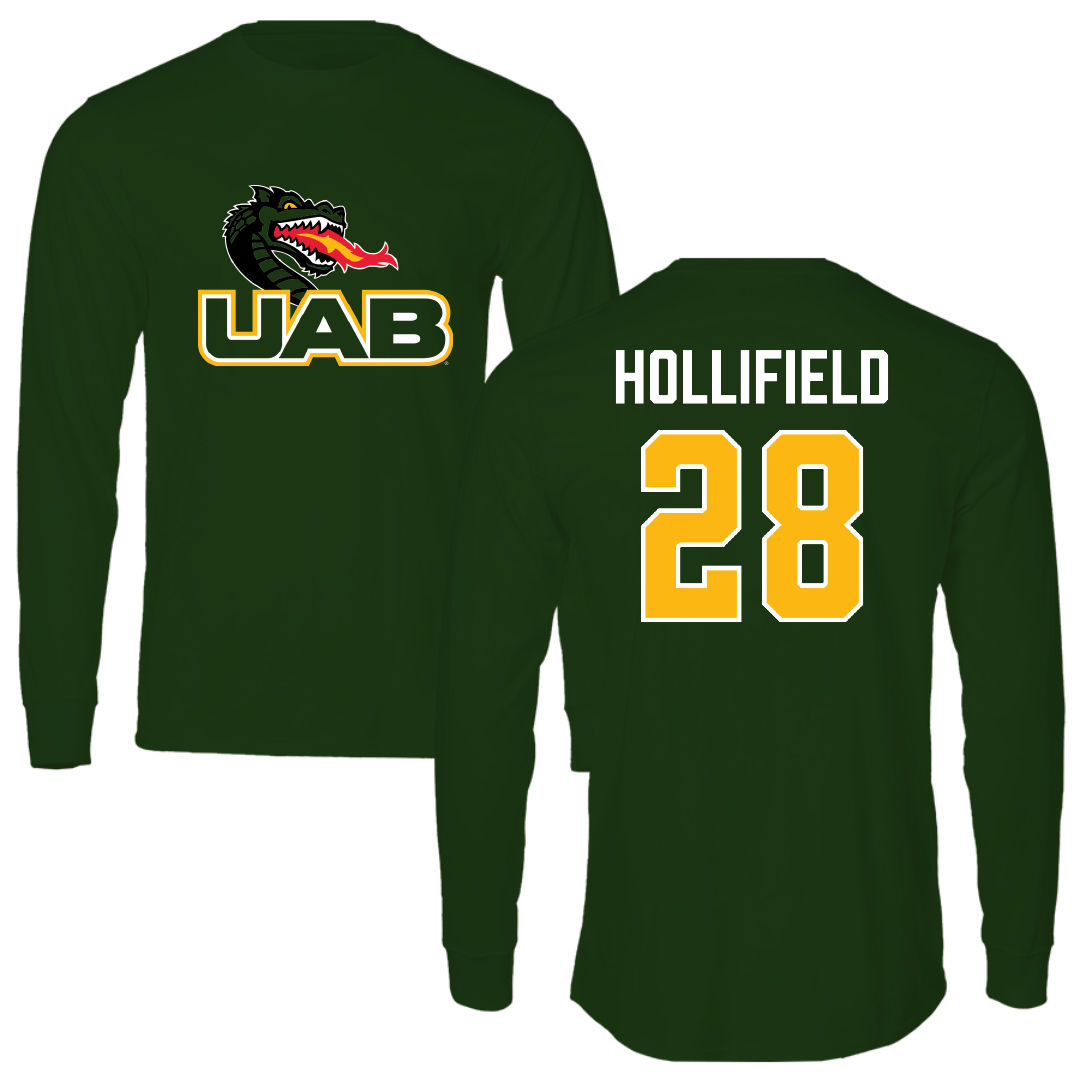 University of Alabama at Birmingham Baseball Forest Green Performance Long Sleeve - #28 Nicholas Hollifield