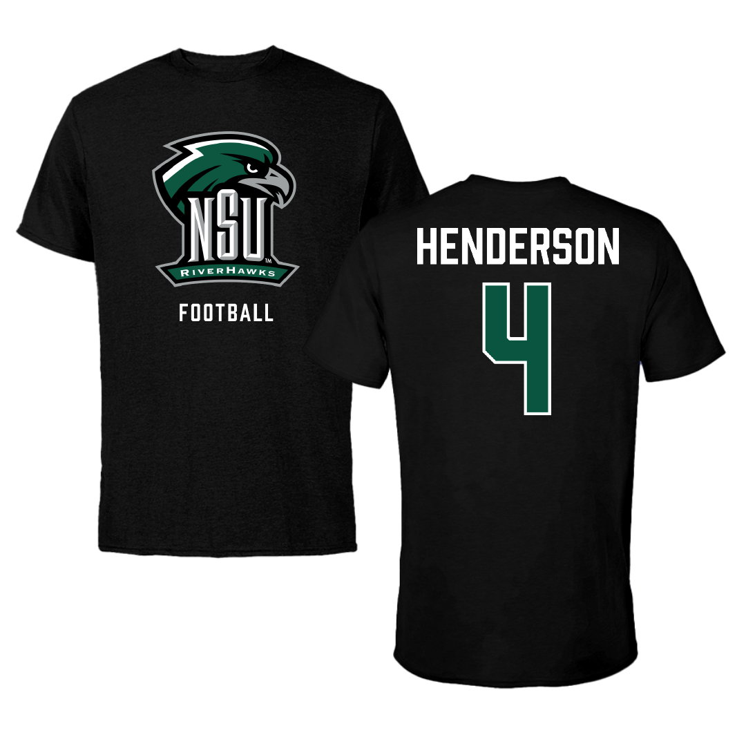 Northeastern State University Football Black NSU Tee - #4 Michael Henderson