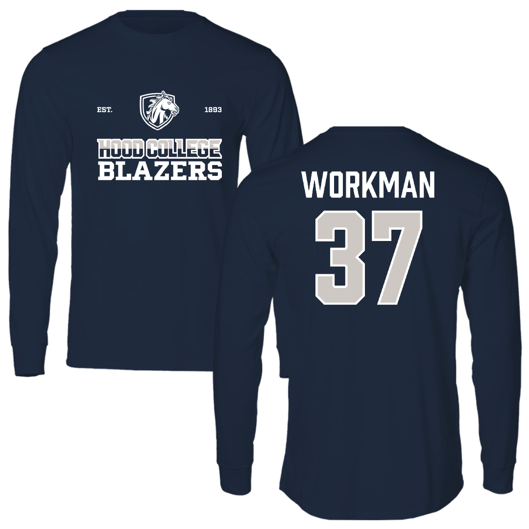 Hood College Lacrosse (M) Navy General Performance Long Sleeve - #37 Preston Workman