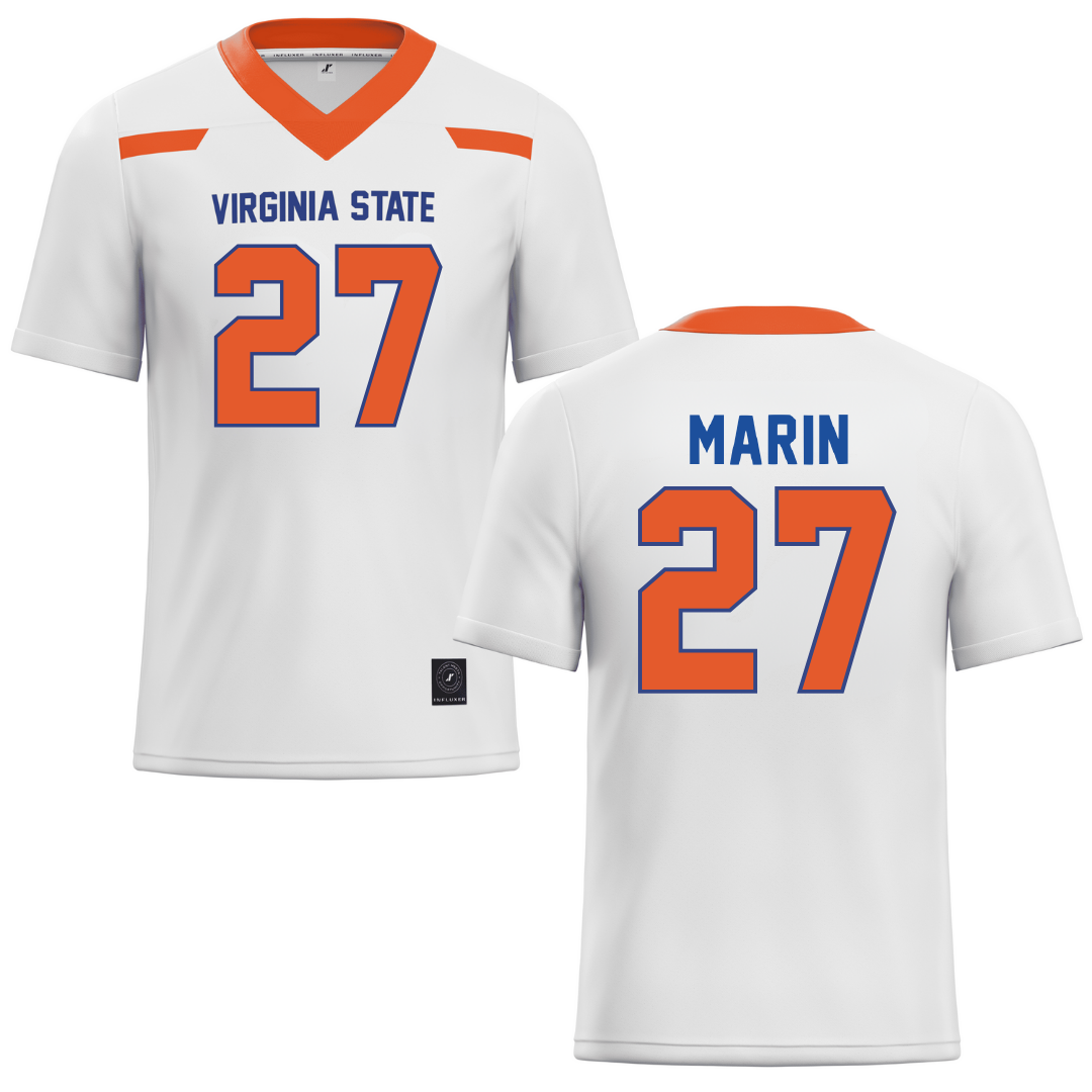 Virginia State University White Football Jersey - #27 Chris Marin