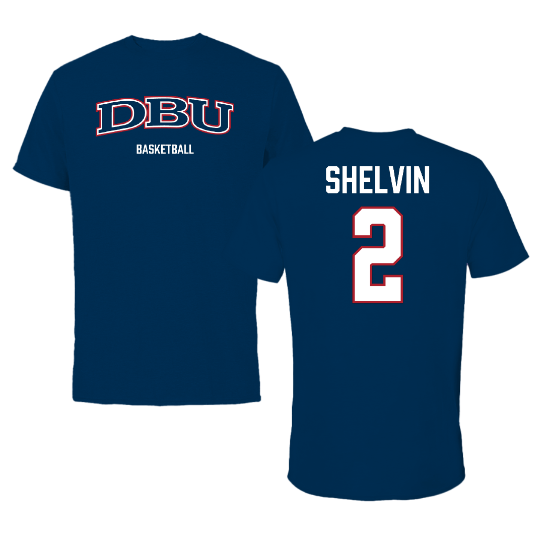 Dallas Baptist University Basketball (M) Navy Tee - #2 Jaden Shelvin
