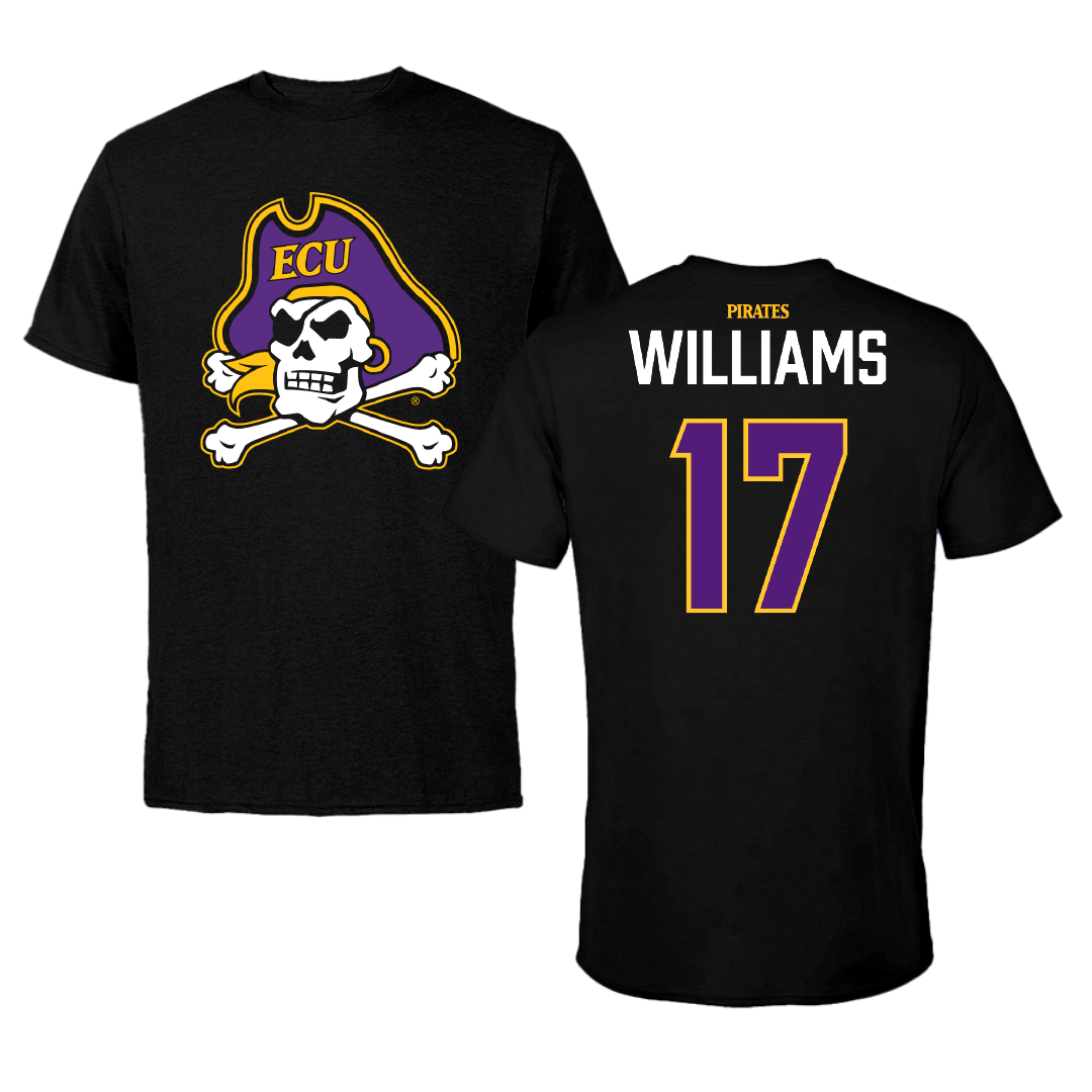 East Carolina University Football Black Performance Tee - #17 Johnny Williams