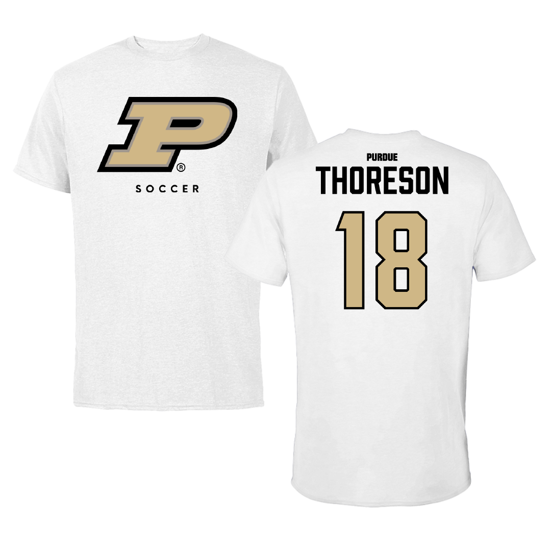 Purdue University Soccer (W) White Tee - #18 Angelina Thoreson