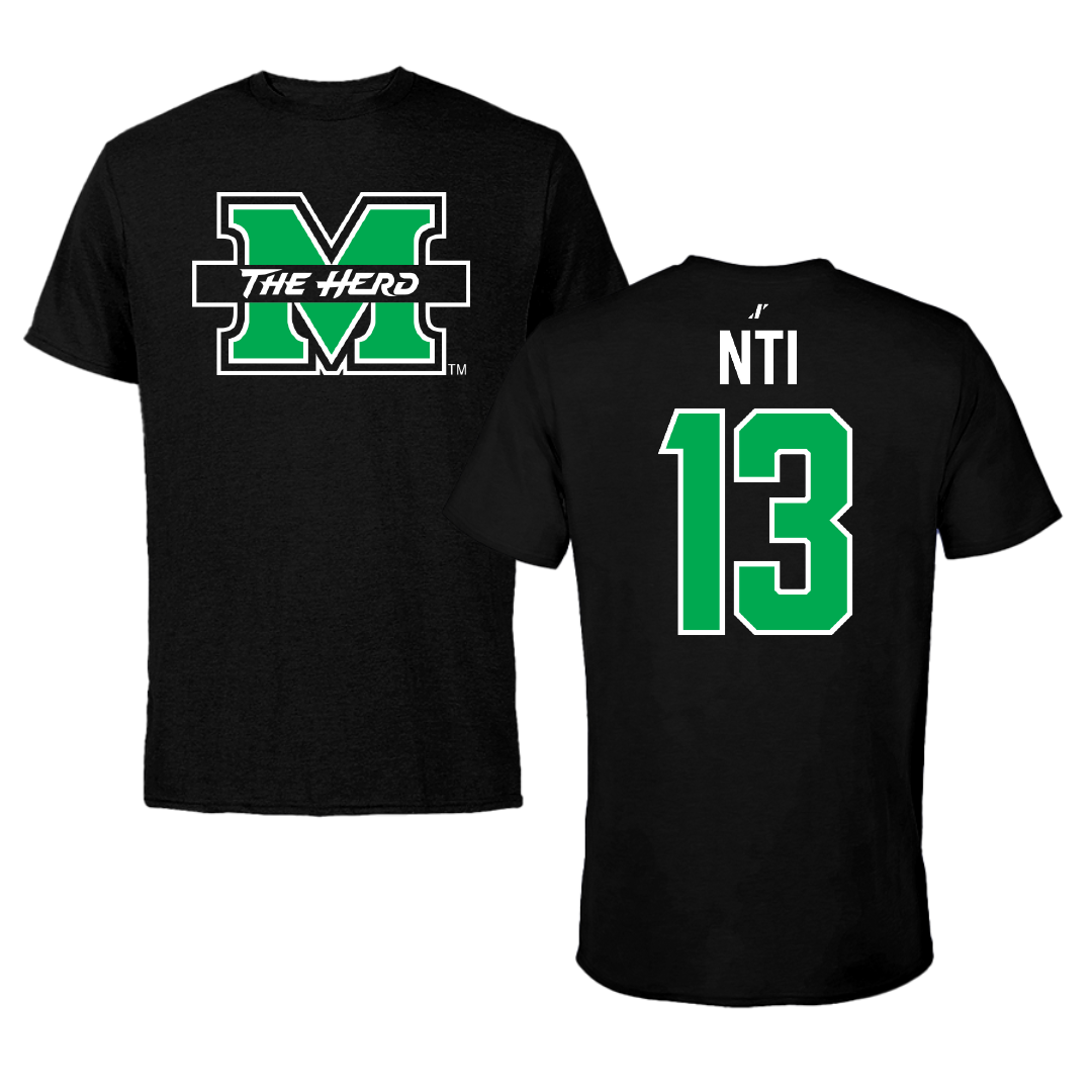 Marshall University Football Black Tee - #13 Camron Nti