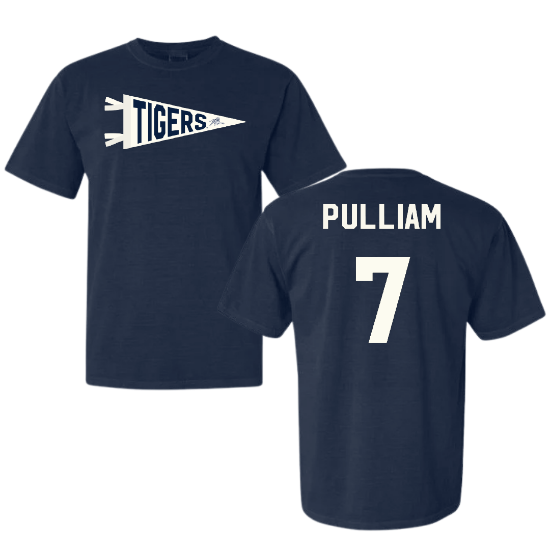 Jackson State University Football Navy Pennant Comfort Colors Tee - #7 Reid Pulliam