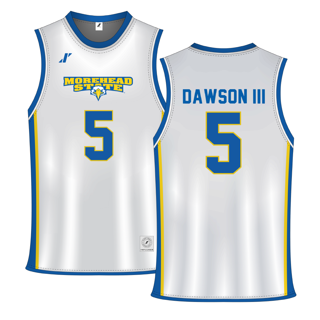 Morehead State University White Basketball Jersey - #5 Vince Dawson III
