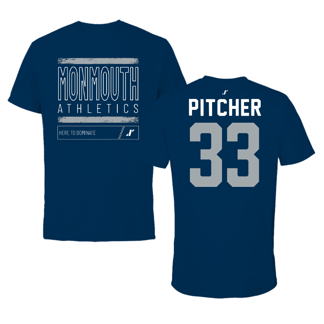 Monmouth University Lacrosse Navy Dominate Performance Tee - #33 Cole Pitcher