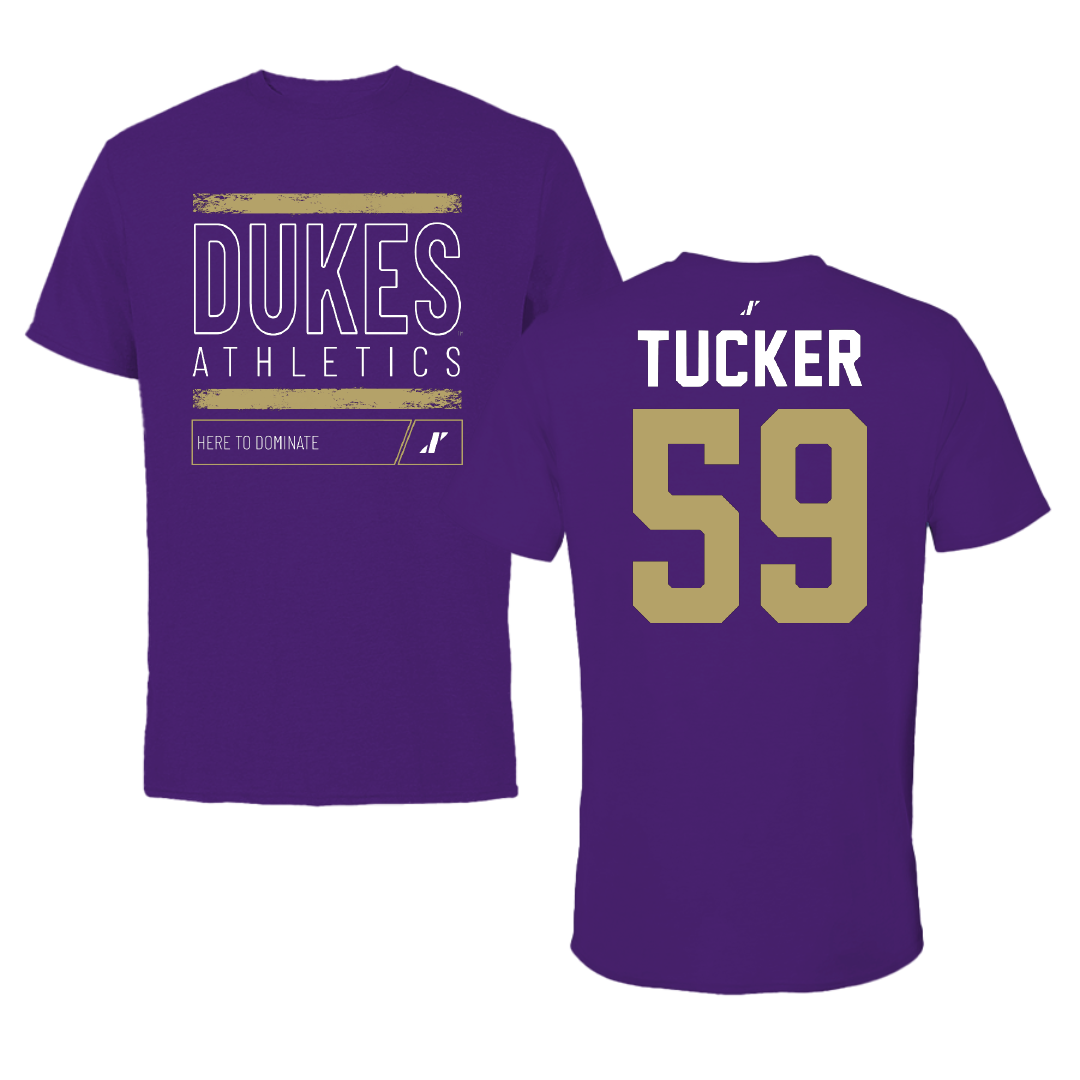 James Madison University Football Purple Dominate Performance Tee - #59 Tyrique Tucker