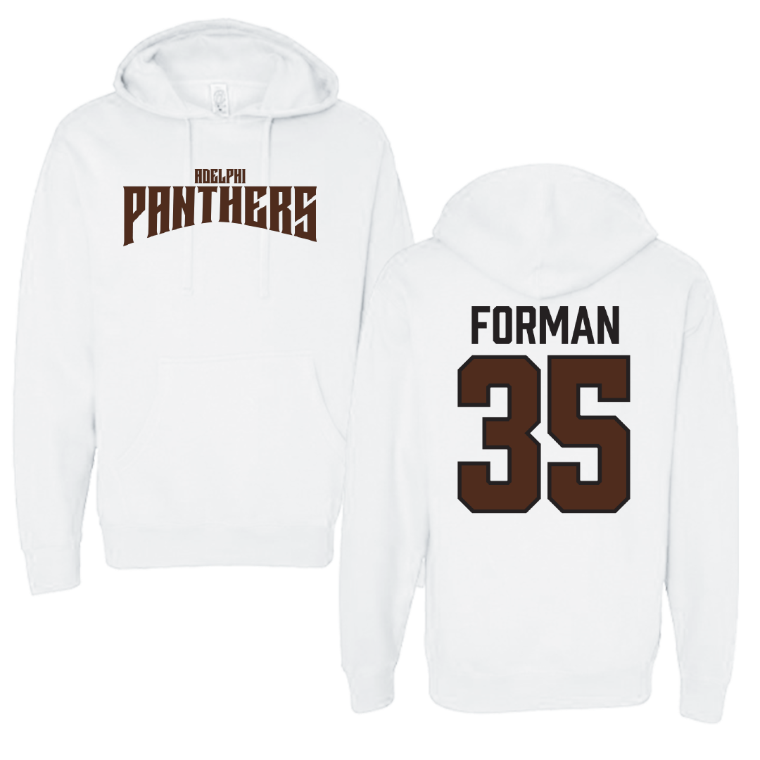 Adelphi University Baseball White Classic Hoodie - #35 CJ Forman