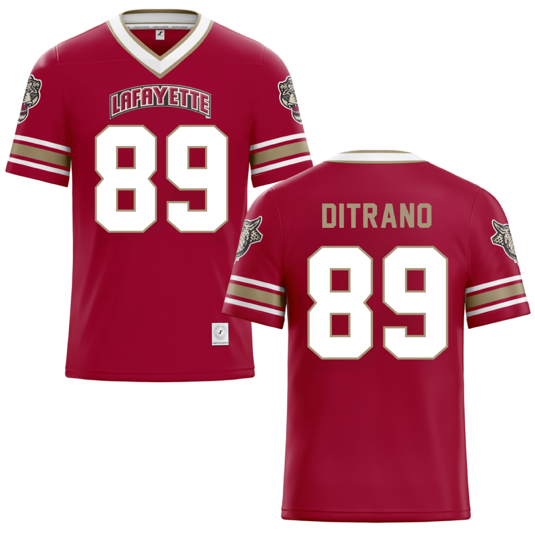 Lafayette College Red Football Jersey - #89 Hunter Ditrano