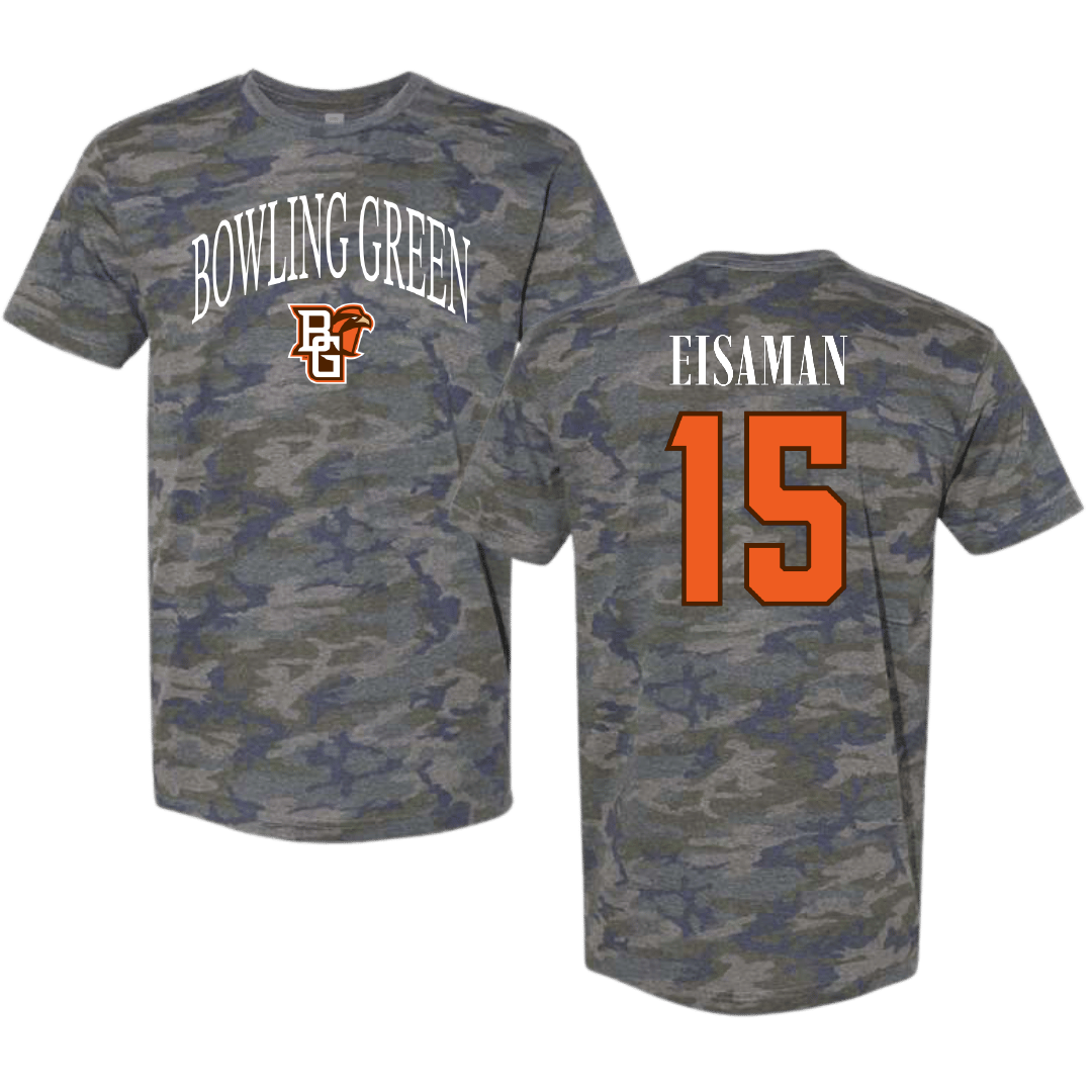 Bowling Green State University Basketball (M) Vintage Camo Tee - #15 Ryan Eisaman
