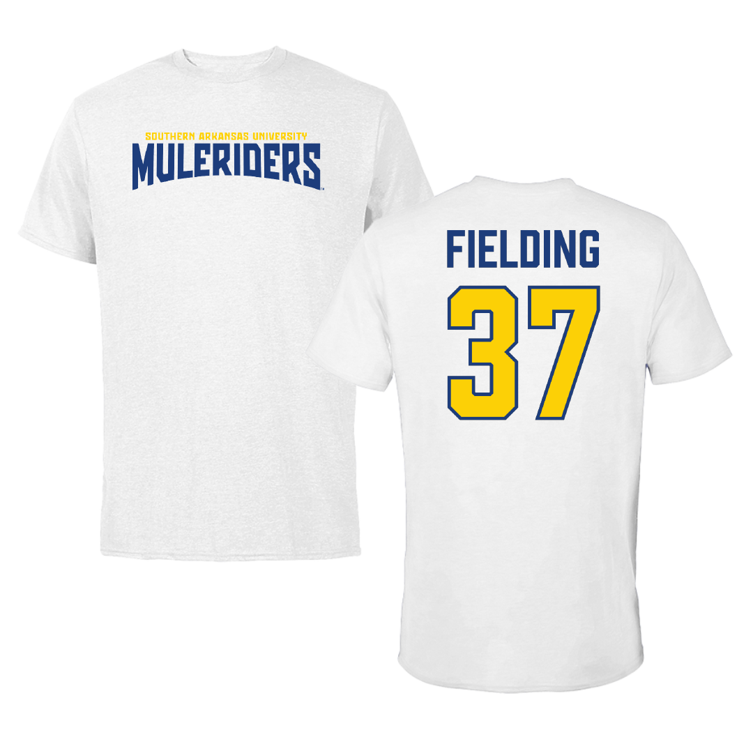 Southern Arkansas University Baseball White Classic Performance Tee - #37 Wyatt Fielding