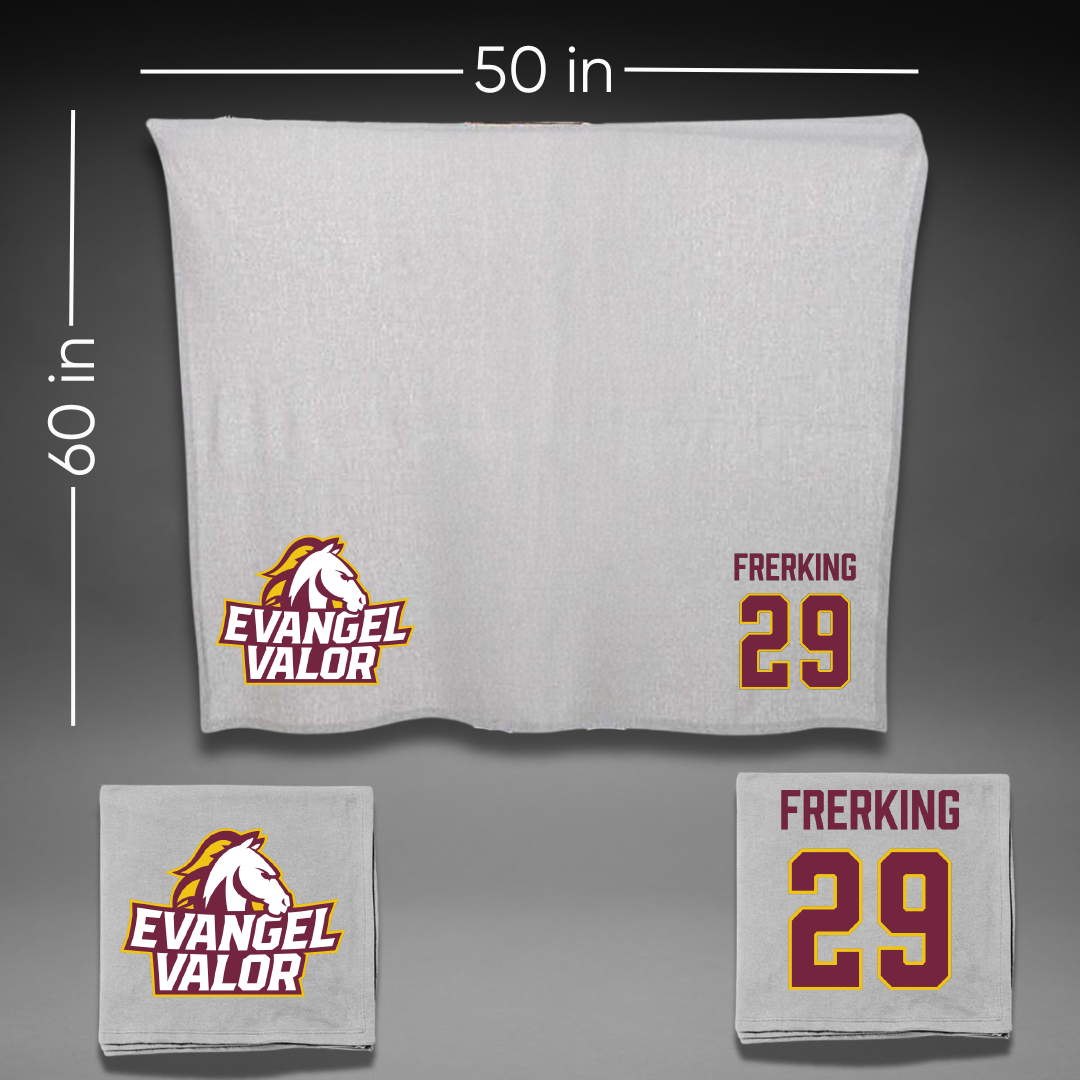 Evangel University Football Gray Blanket - #29 Dylan Frerking