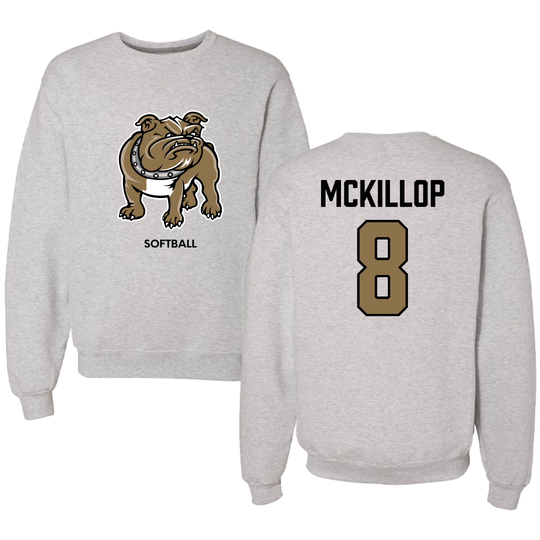 Bryant University Softball Light Gray Crewneck - #8 Grace McKillop