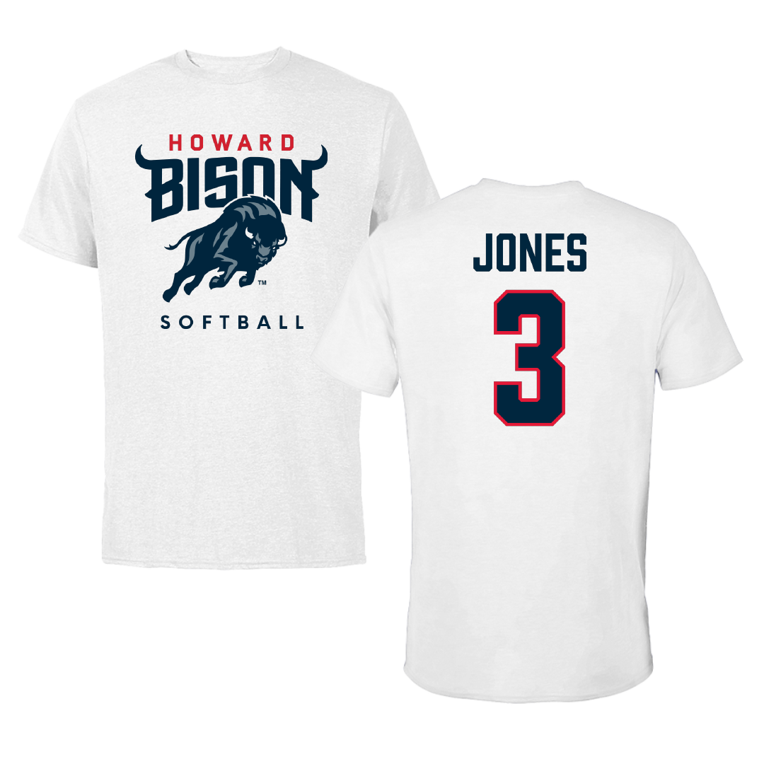 Howard University Softball White Tee - #3 Lauryn Jones