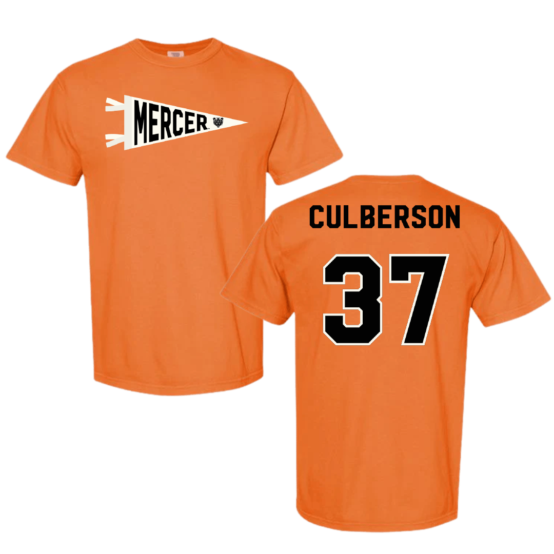 Mercer University Baseball Orange Pennant Comfort Colors Tee - #37 Cooper Culberson