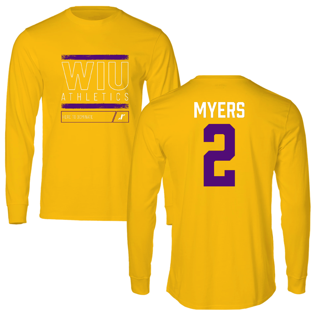 Western Illinois University Basketball Gold Dominate Performance Long Sleeve - #2 Ryan Myers