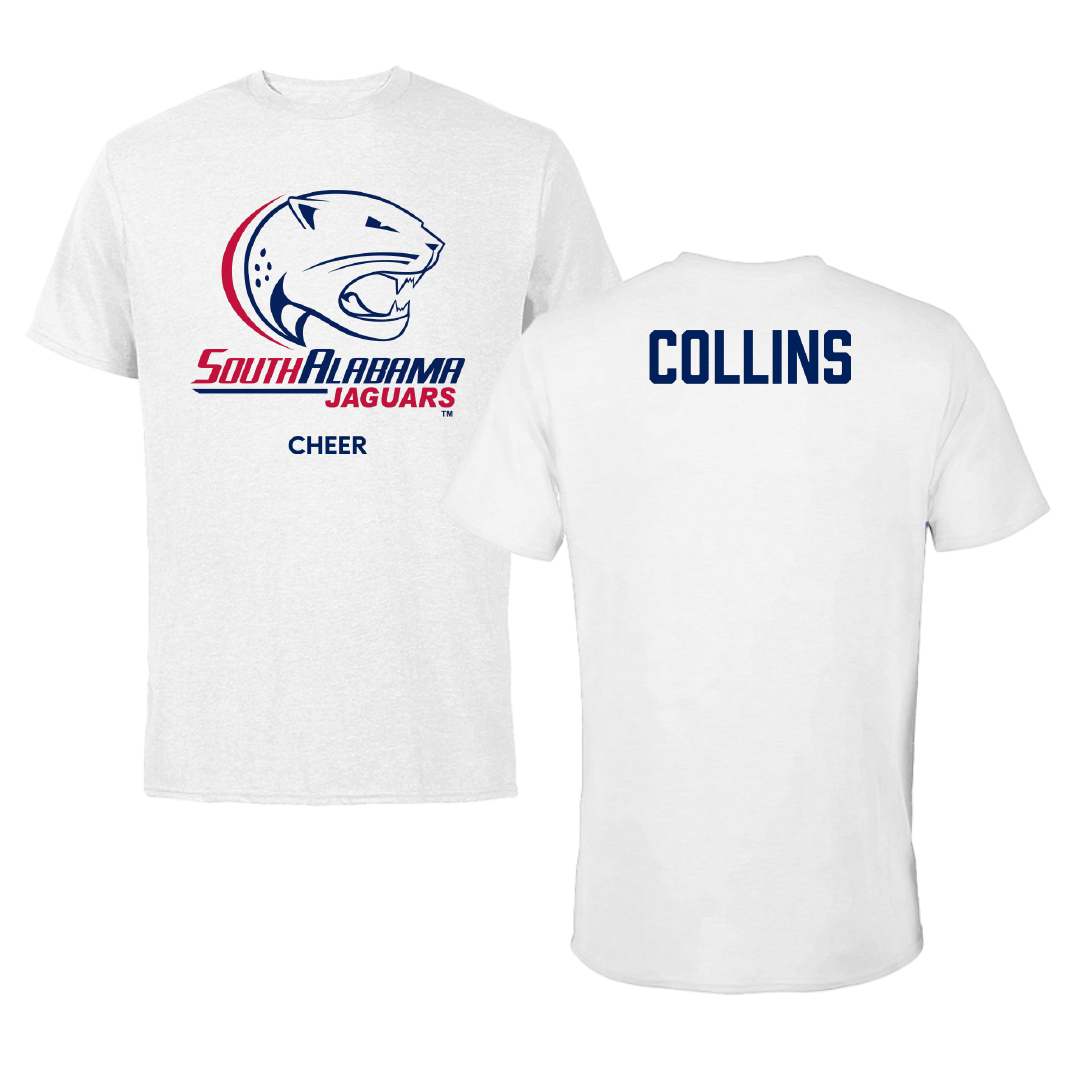 University of South Alabama Cheer White Performance Tee - Mallorie Collins
