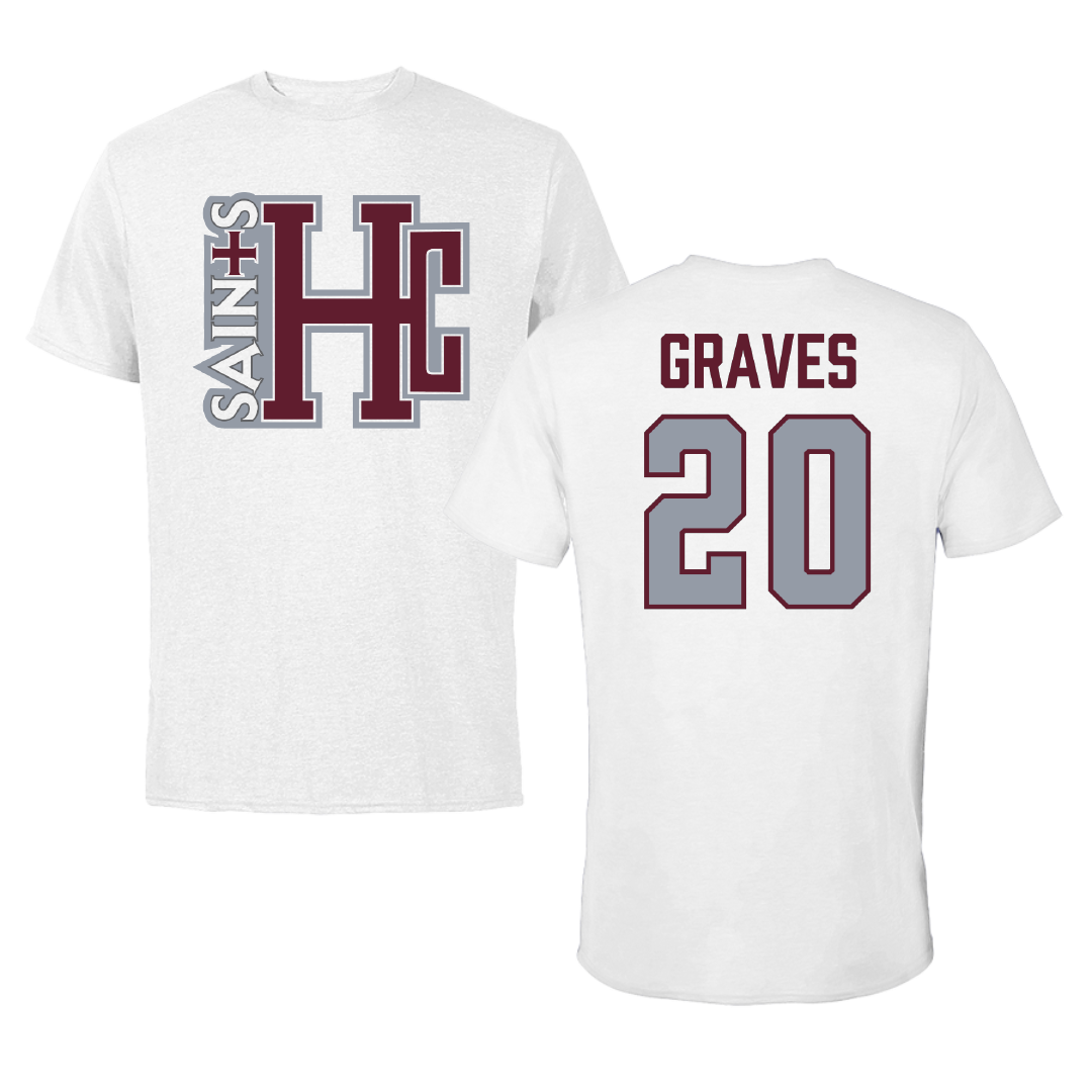 Holy Cross College Basketball (M) White Performance Tee - #20 Leo Graves