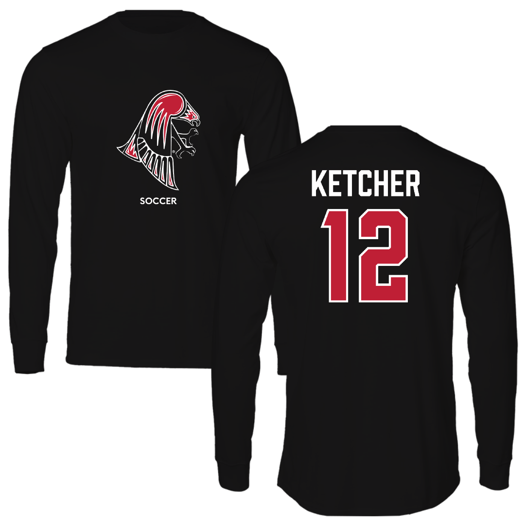 University of Wisconsin-River Falls Soccer (W) Black Mascot Performance Long Sleeve - #12 Ellie Ketcher