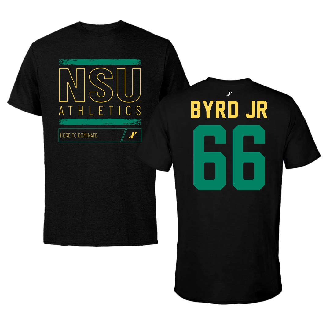 Norfolk State University Football Black Dominate Performance Tee - #66 Vincent Byrd Jr