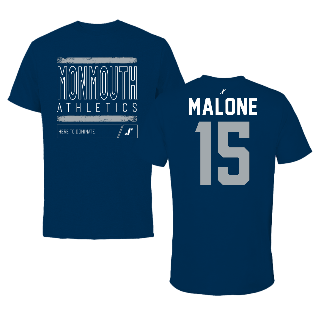Monmouth University Lacrosse Navy Dominate Performance Tee - #15 Carter Malone