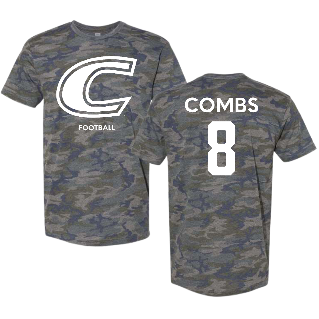 Centre College Football Vintage Camo Tee - #8 Carson Combs