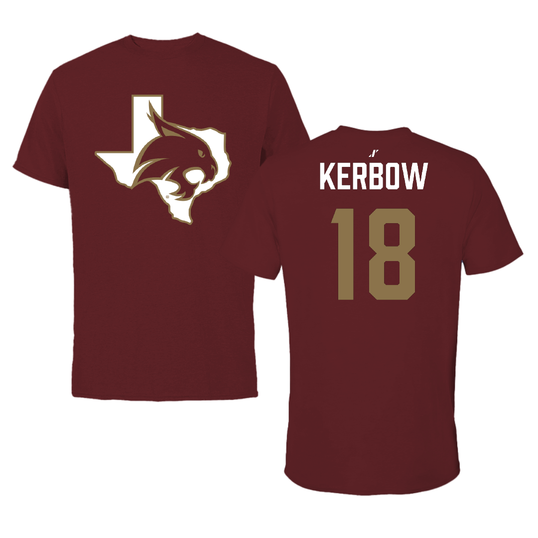 Texas State University Baseball Maroon State Performance Tee - #18 Dylan Kerbow