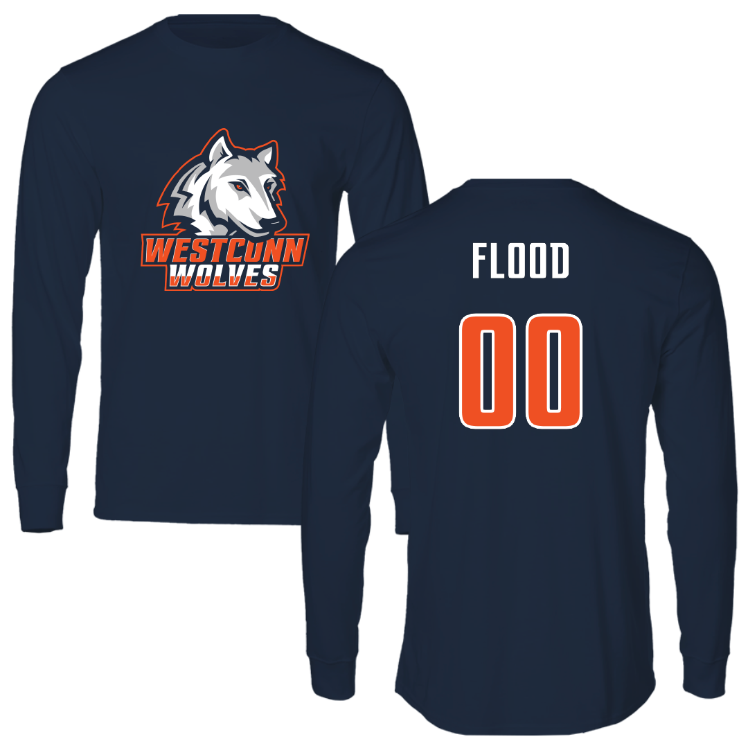 Western Connecticut State University Soccer Navy Wolves Performance Long Sleeve - #00 Ashlyn Flood