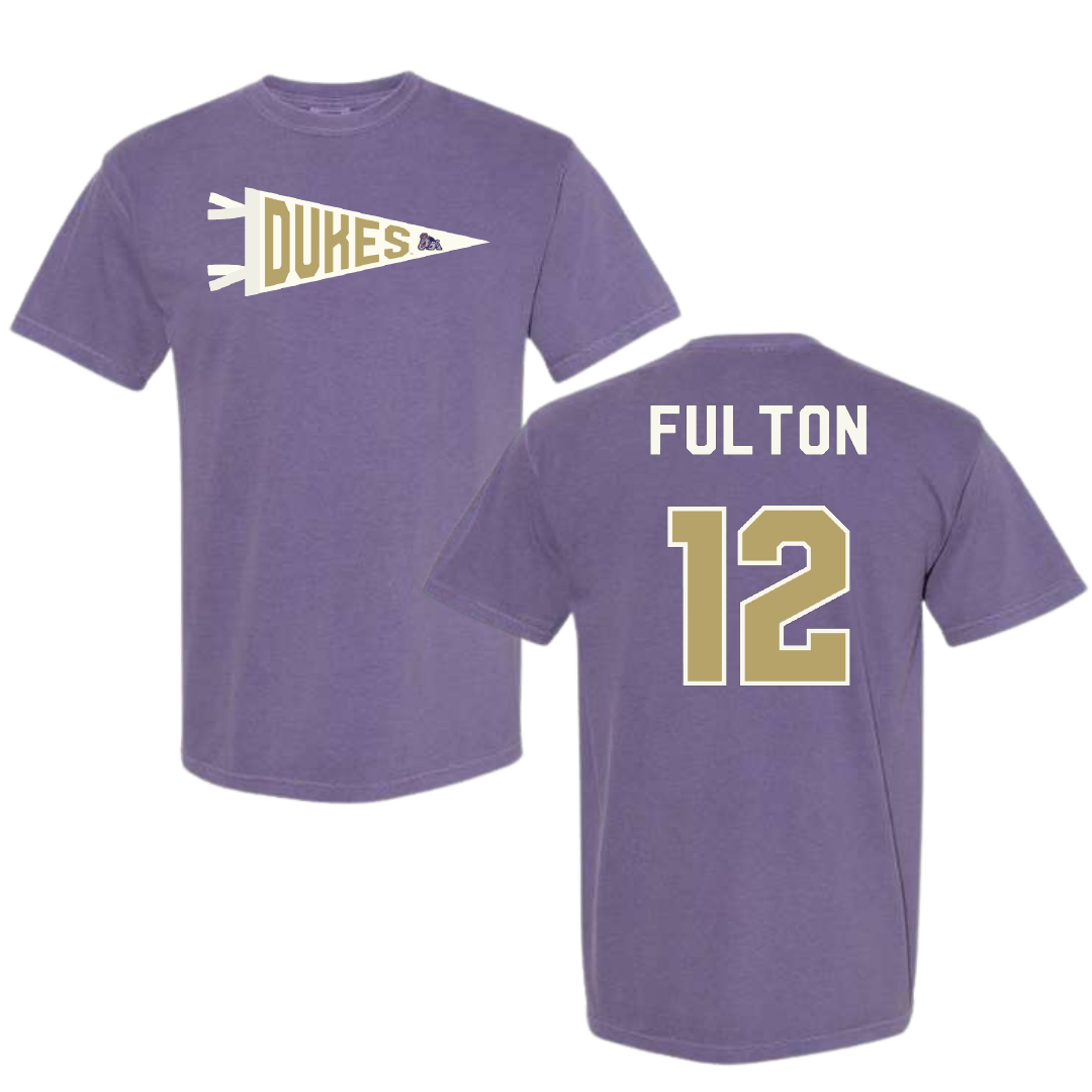James Madison University Softball Purple Pennant Comfort Colors Tee - #12 Lauren Fulton