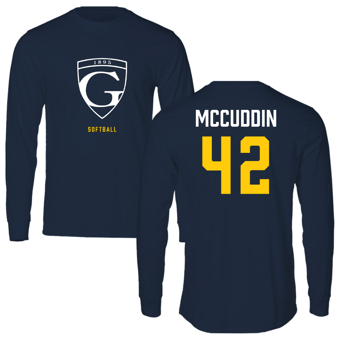 Graceland University Softball Navy Performance Long Sleeve - #42 Josie McCuddin