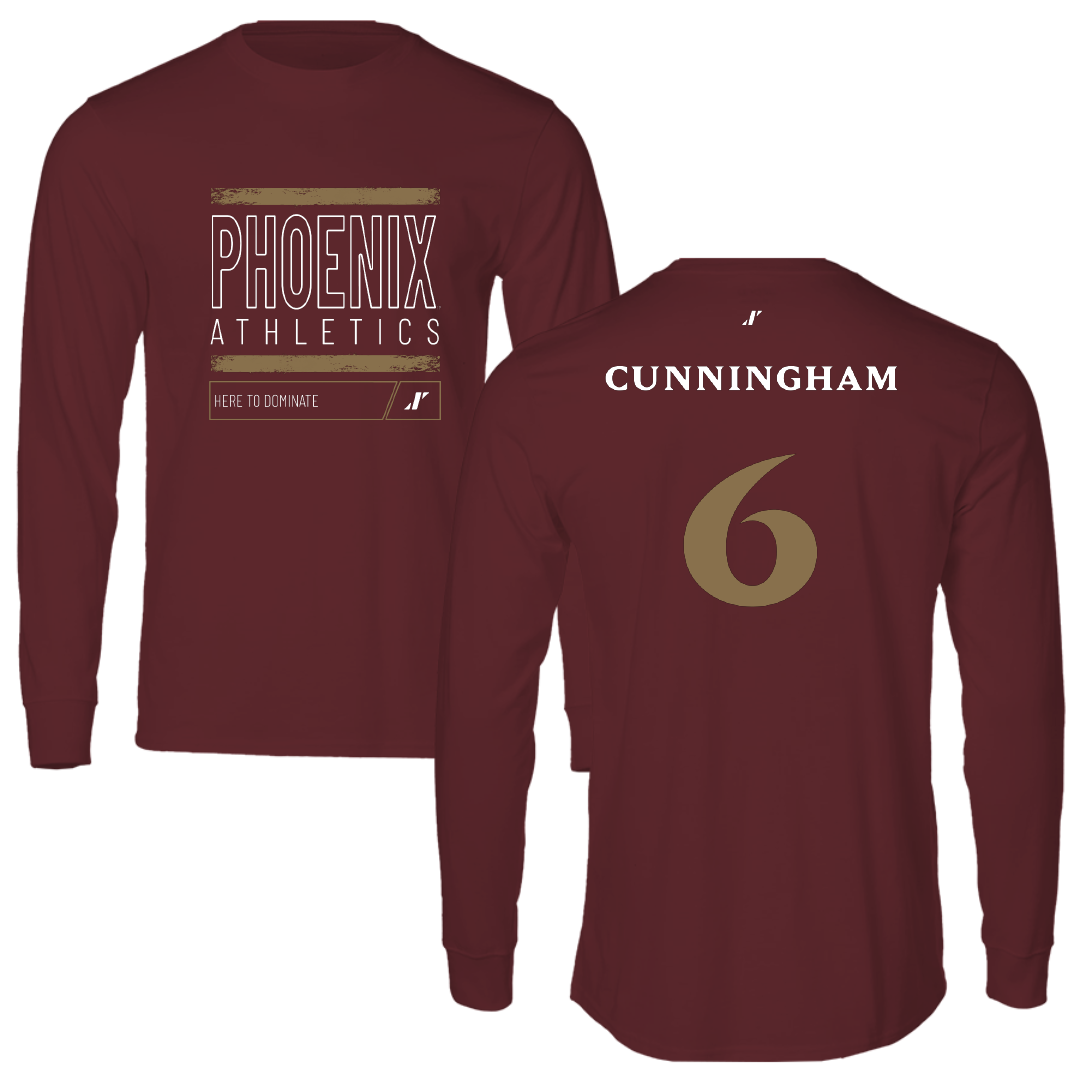 Elon University Football Maroon Dominate Performance Long Sleeve - #6 Asher Cunningham