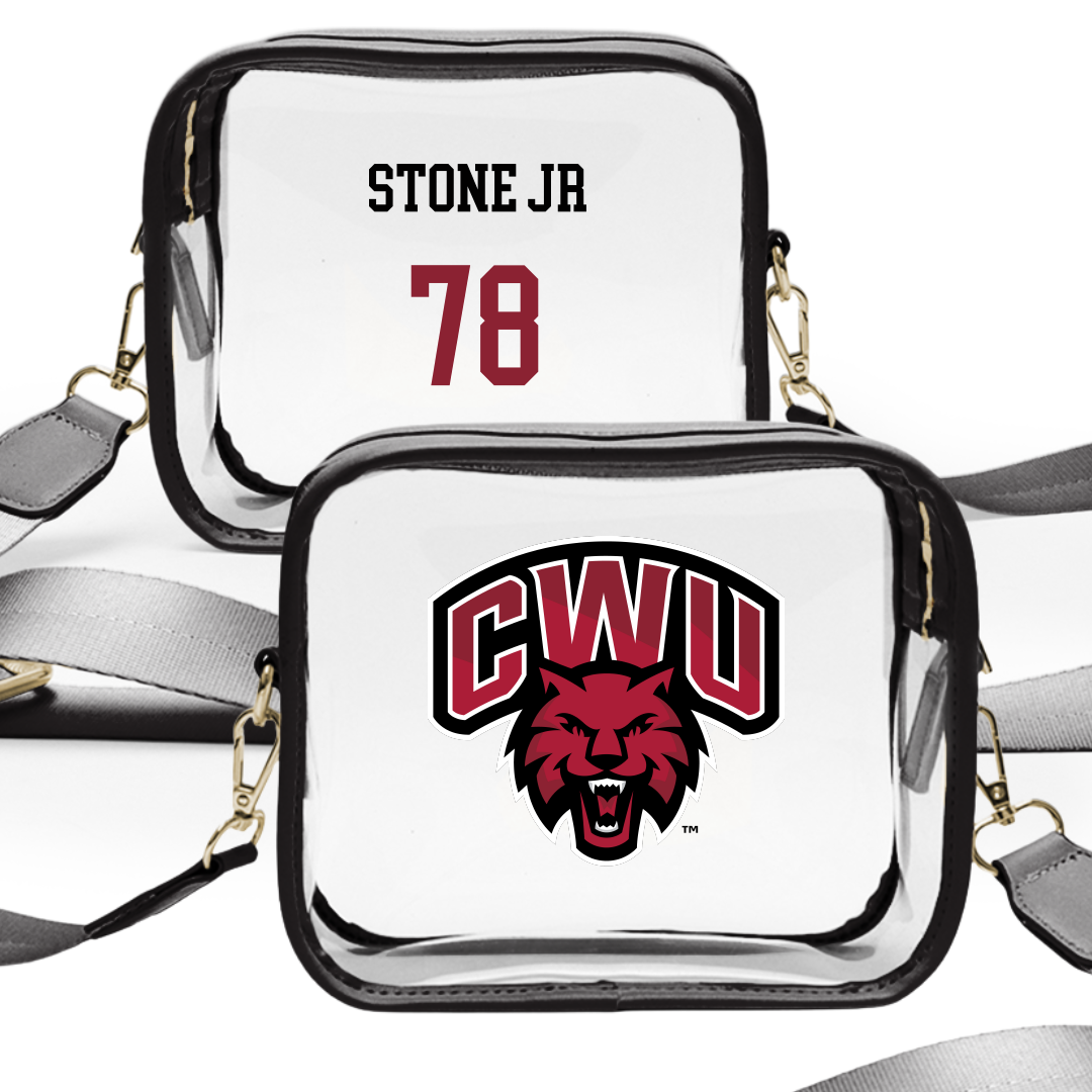 Central Washington University Football Black Clear Stadium Bag - #78 John Stone Jr