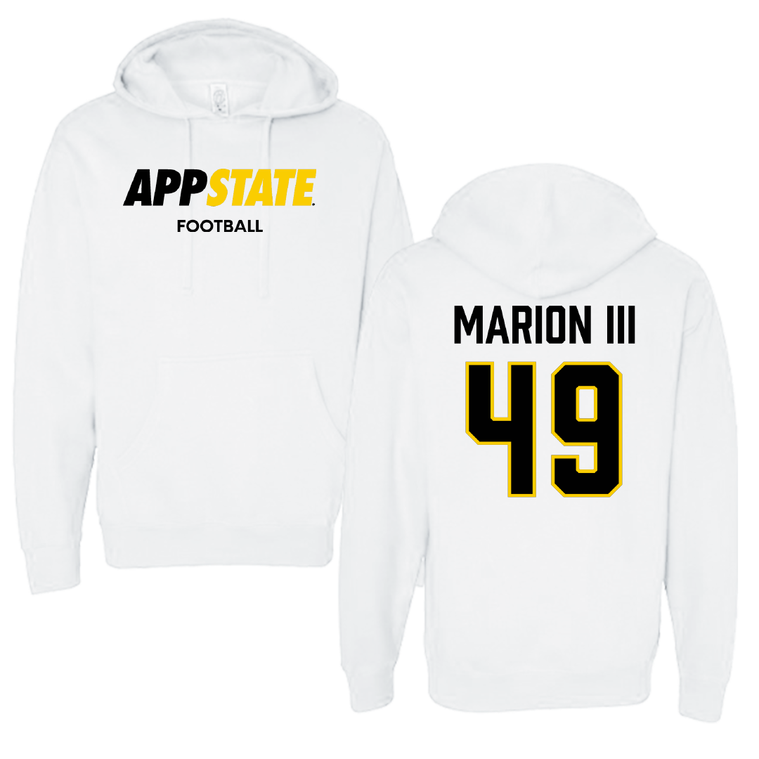 Appalachian State University Football White Hoodie - #49 Randy Marion III