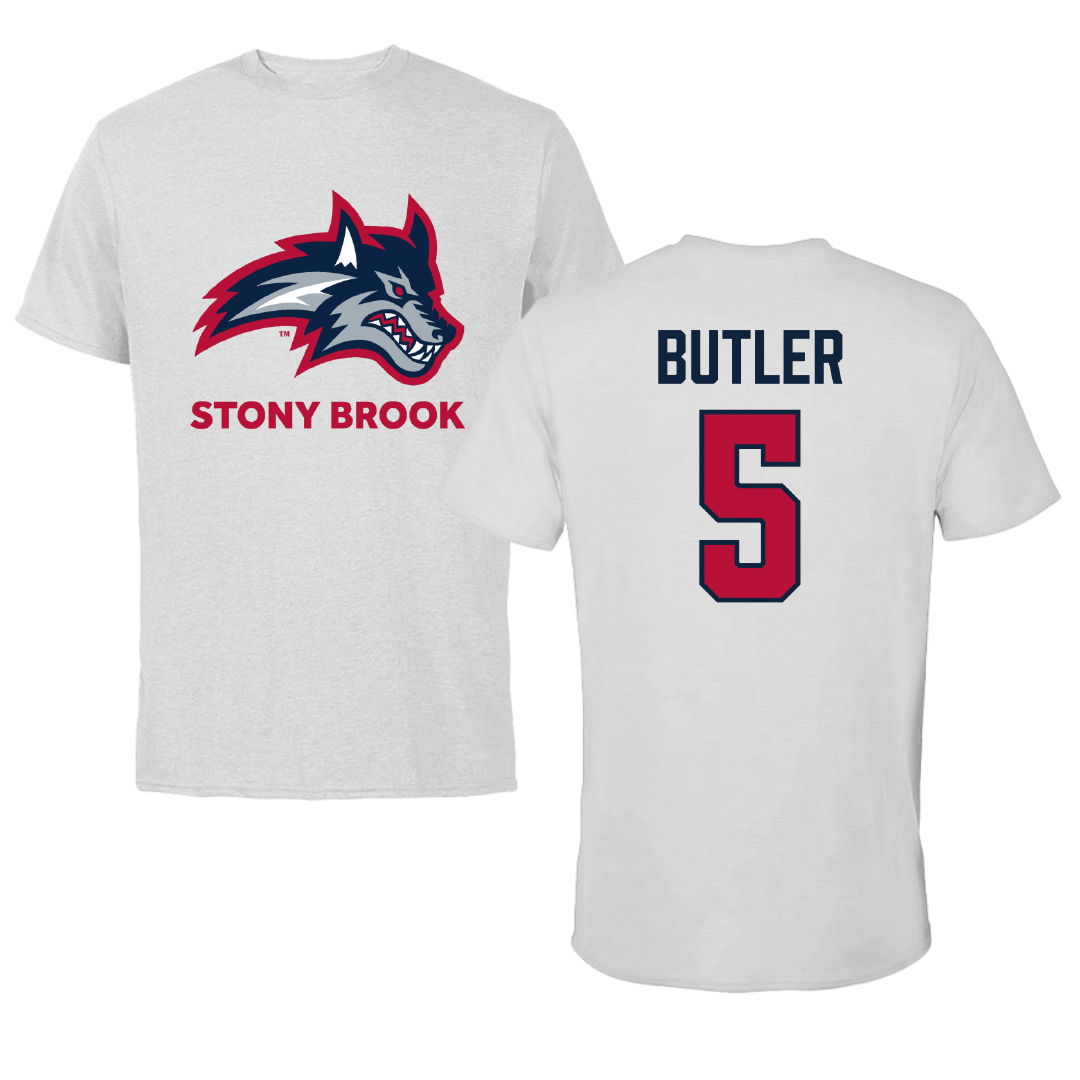 Stony Brook University Basketball (M) Light Gray Tee - #5 Jonah Butler