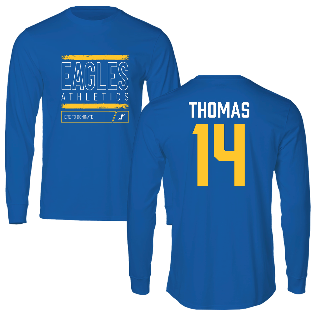 Williams Baptist University Volleyball Blue Dominate Performance Long Sleeve - #14 Alonna Thomas