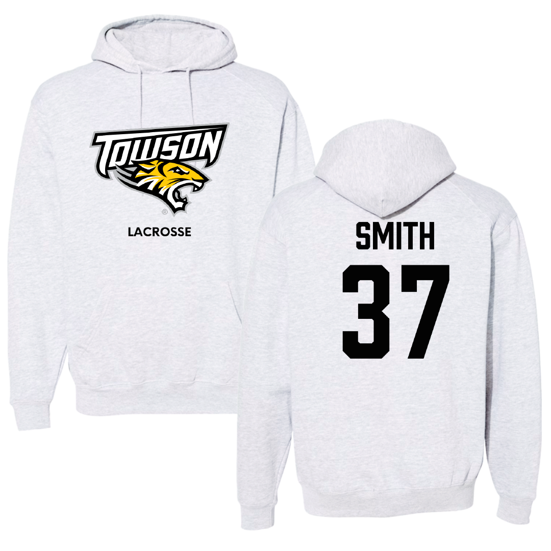 Towson University Lacrosse (M) Light Gray Hoodie - #37 Elijah Smith