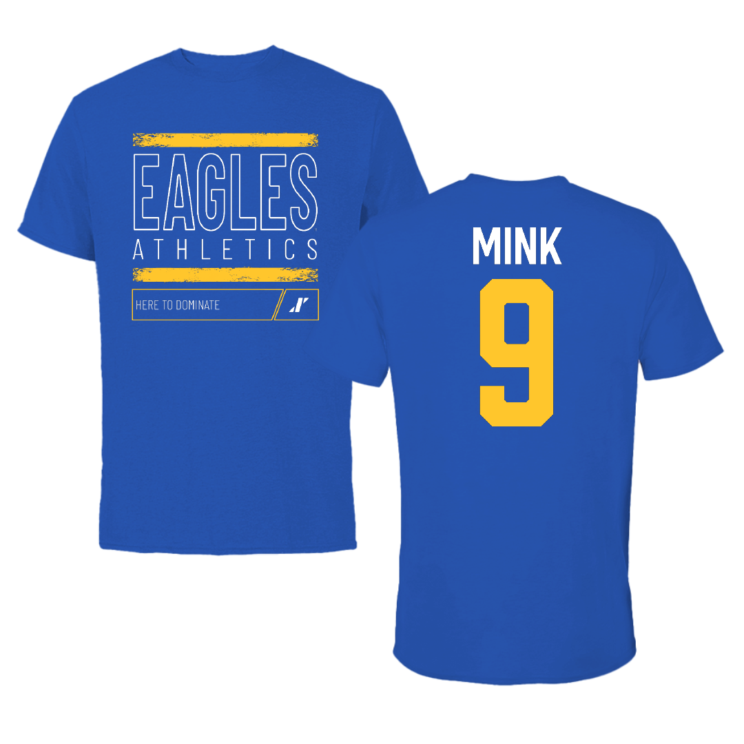 Williams Baptist University Baseball Blue Dominate Performance Tee - #9 Gavin Mink