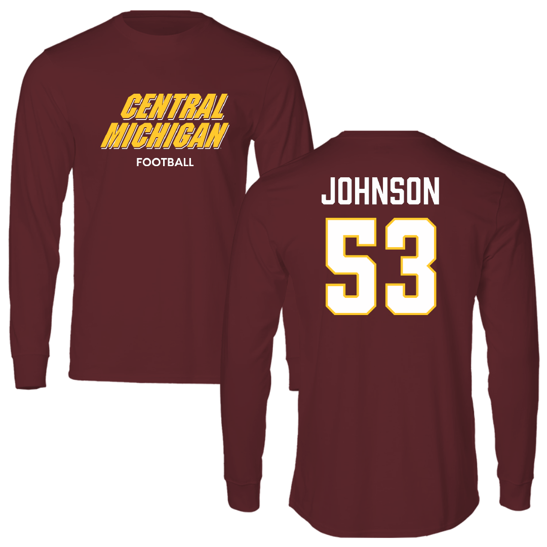 Central Michigan University Football Maroon Performance Long Sleeve - #53 Khari Johnson