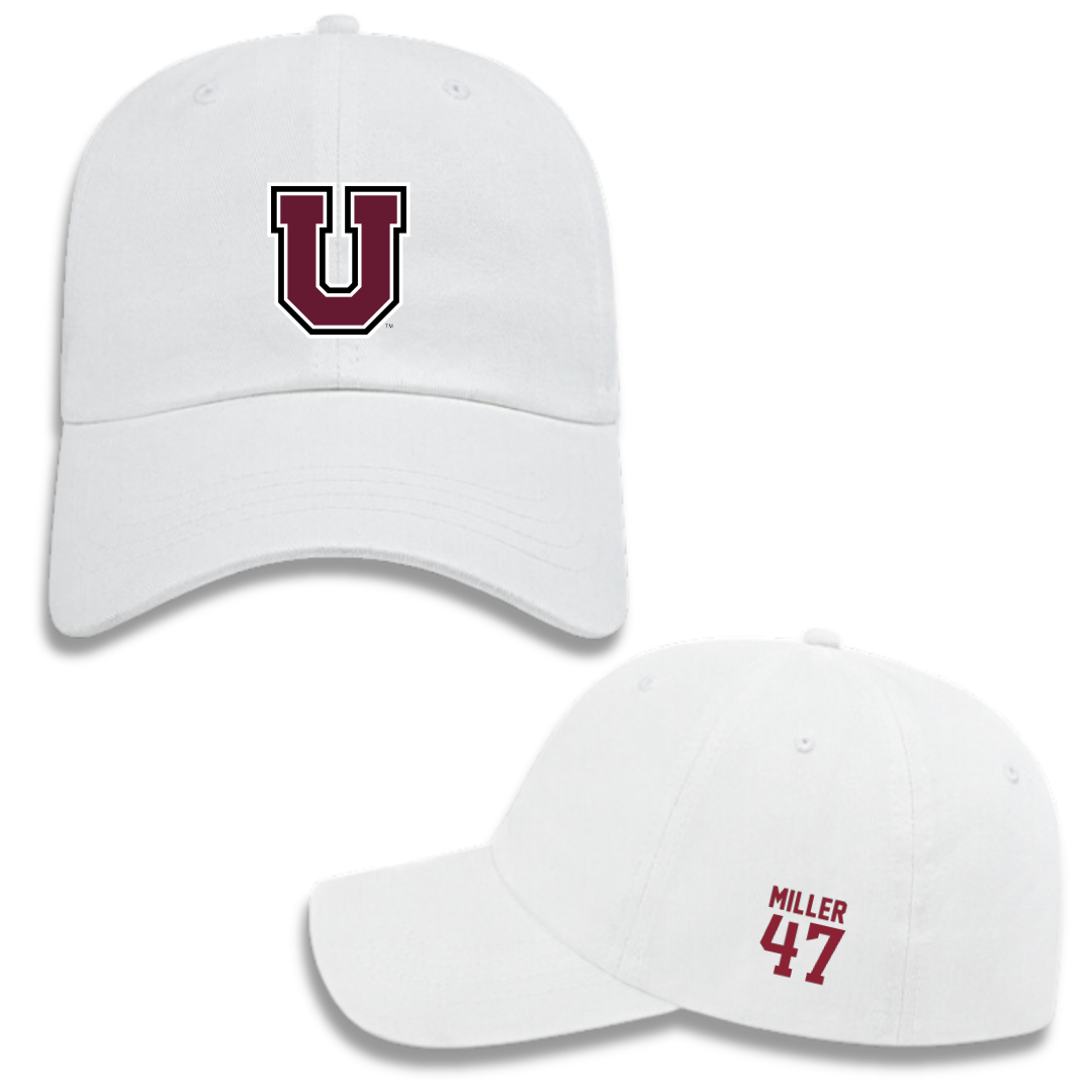 Union College Baseball White Hat - #47 Lucas Miller