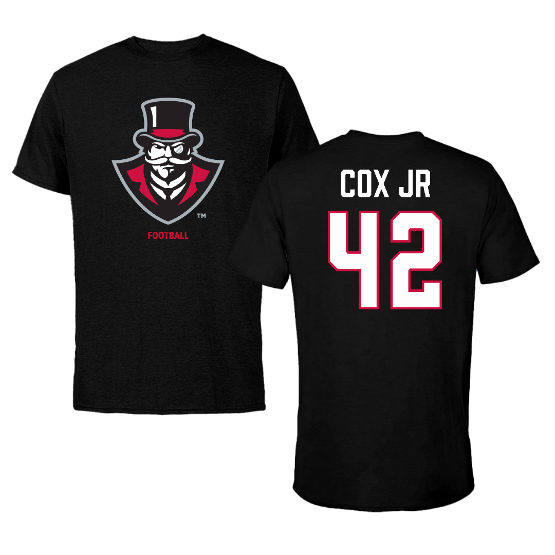 Austin Peay State University Football Black Tee - #42 TJ Cox Jr