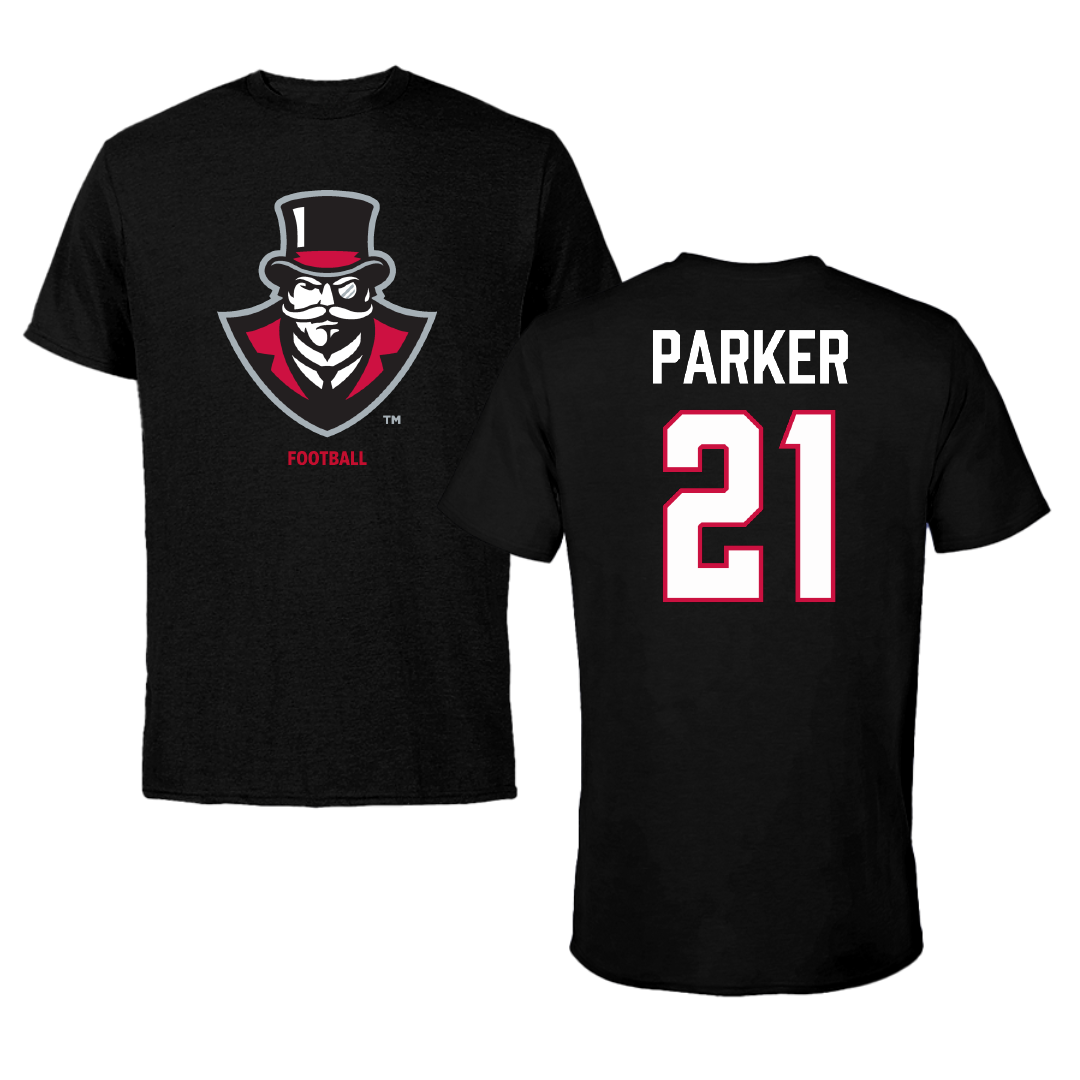 Austin Peay State University Football Black Performance Tee - #21 Denver Parker