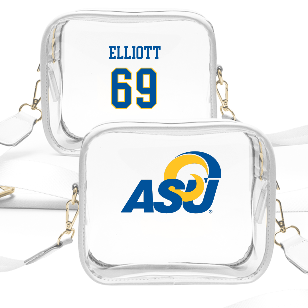 Angelo State University Football White Clear Stadium Bag - #69 Brodan Elliott