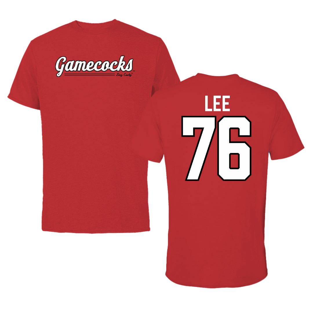 Jacksonville State University Football Red General Tee - #76 Marvin Lee