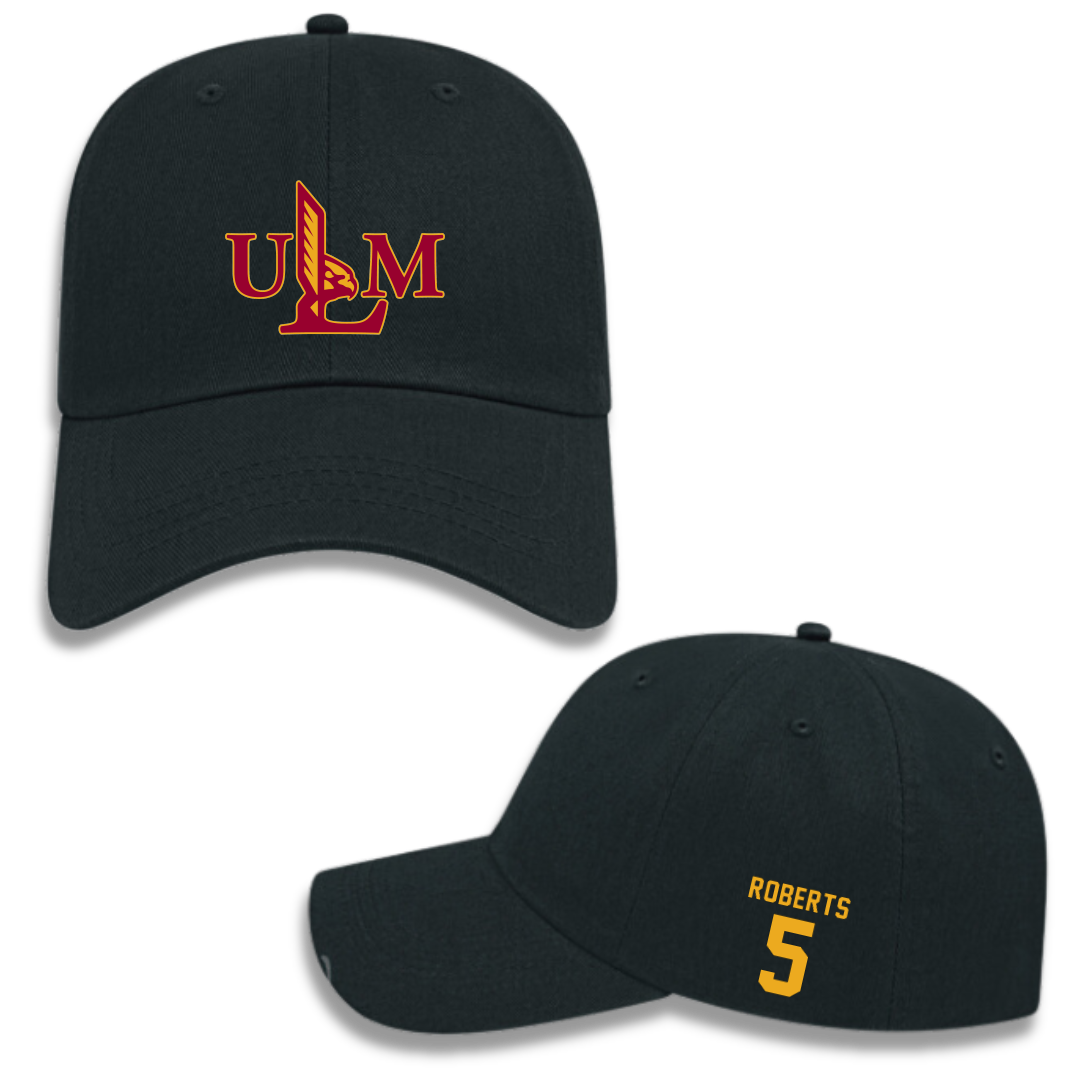 University of Louisiana Monroe Baseball Black Hat - #5 Micah Roberts