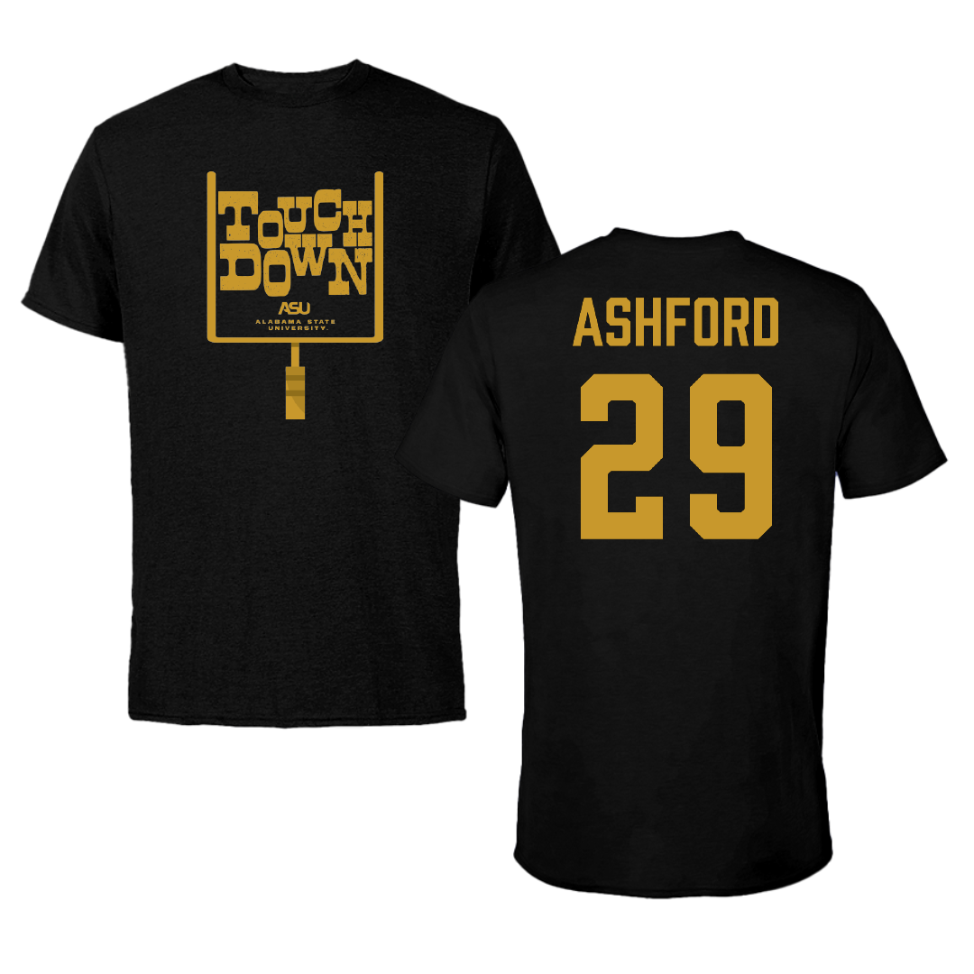 Alabama State University Football Black Touchdown Tee - #29 Ashton Ashford
