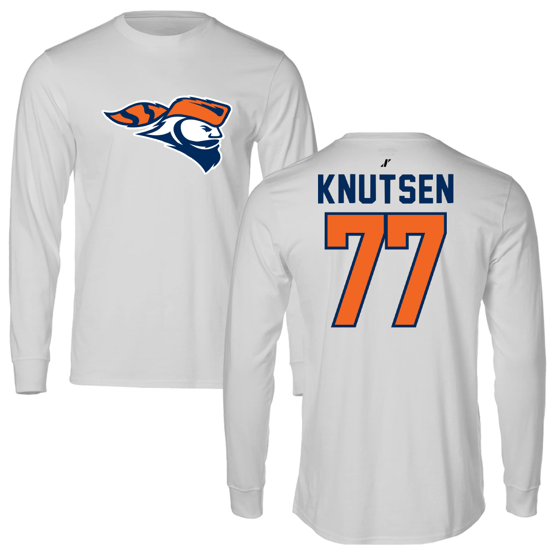 Carroll University Football Light Gray Performance Long Sleeve - #77 Brett Knutsen