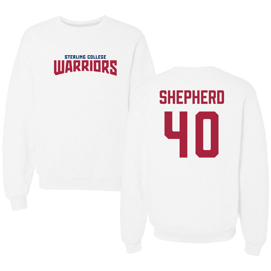 Sterling College Football White Classic Crewneck - #40 Michael Shepherd