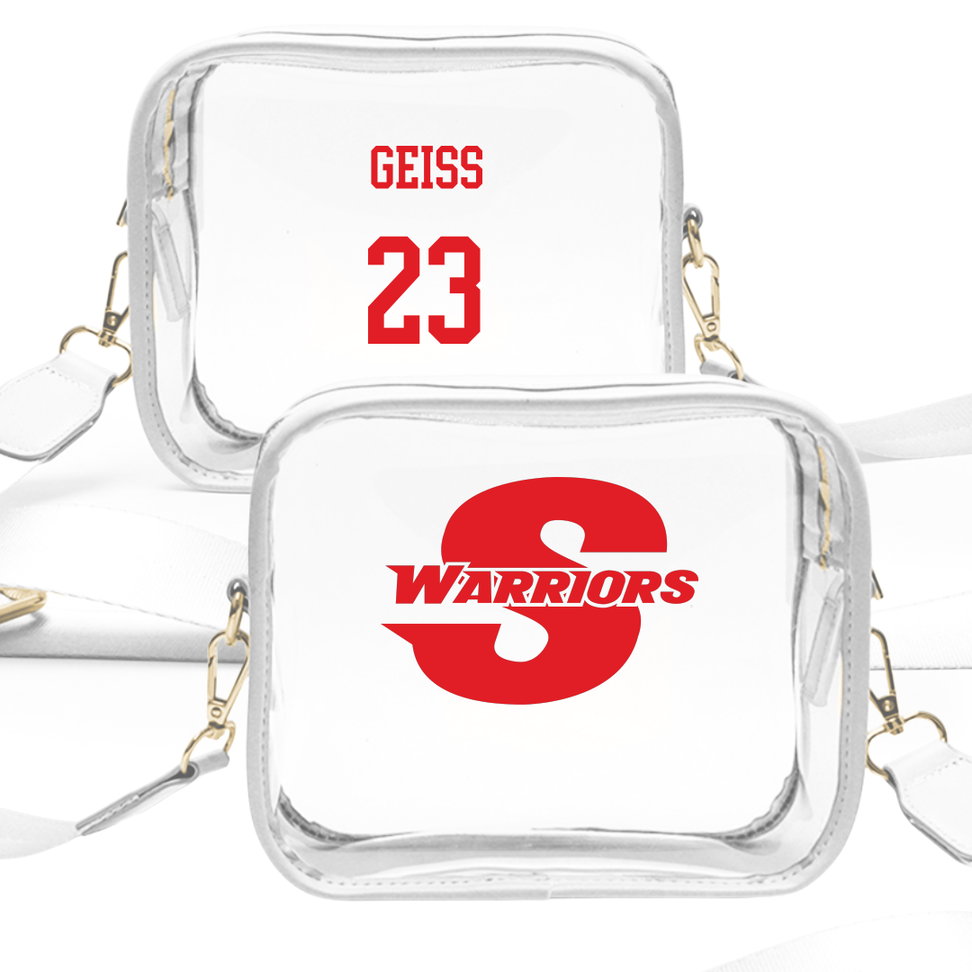 Stanislaus State Baseball White Clear Stadium Bag - #23 Zachary Geiss
